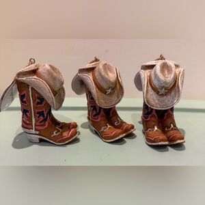 Cute HEB Cowboy Boot & Hat Ornaments- Set of 3- NWT